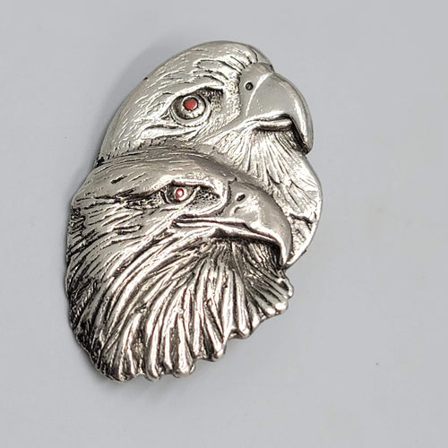 Double Eagle Biker Pin Jacket Vest Blunt ends Silver tone 2"
