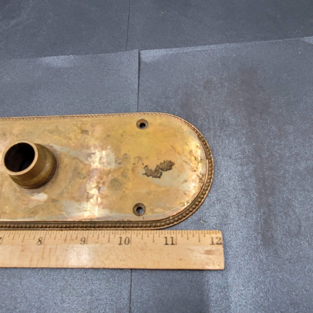 Antique Bronze Door Knob Back Plate Exterior Salvage Hardware RH Co 12"