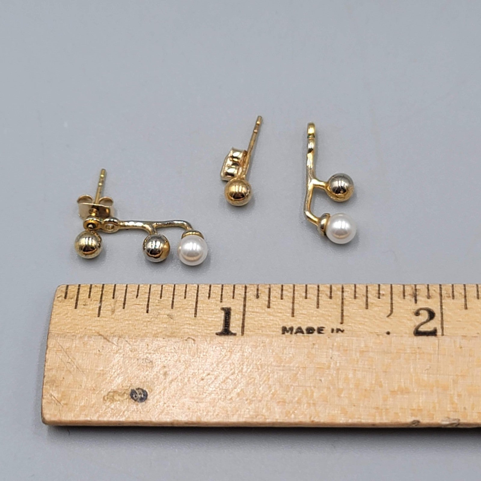 Modern Minimalist Pierced Earrings Stud Jacket Studs Dangle 5/8"