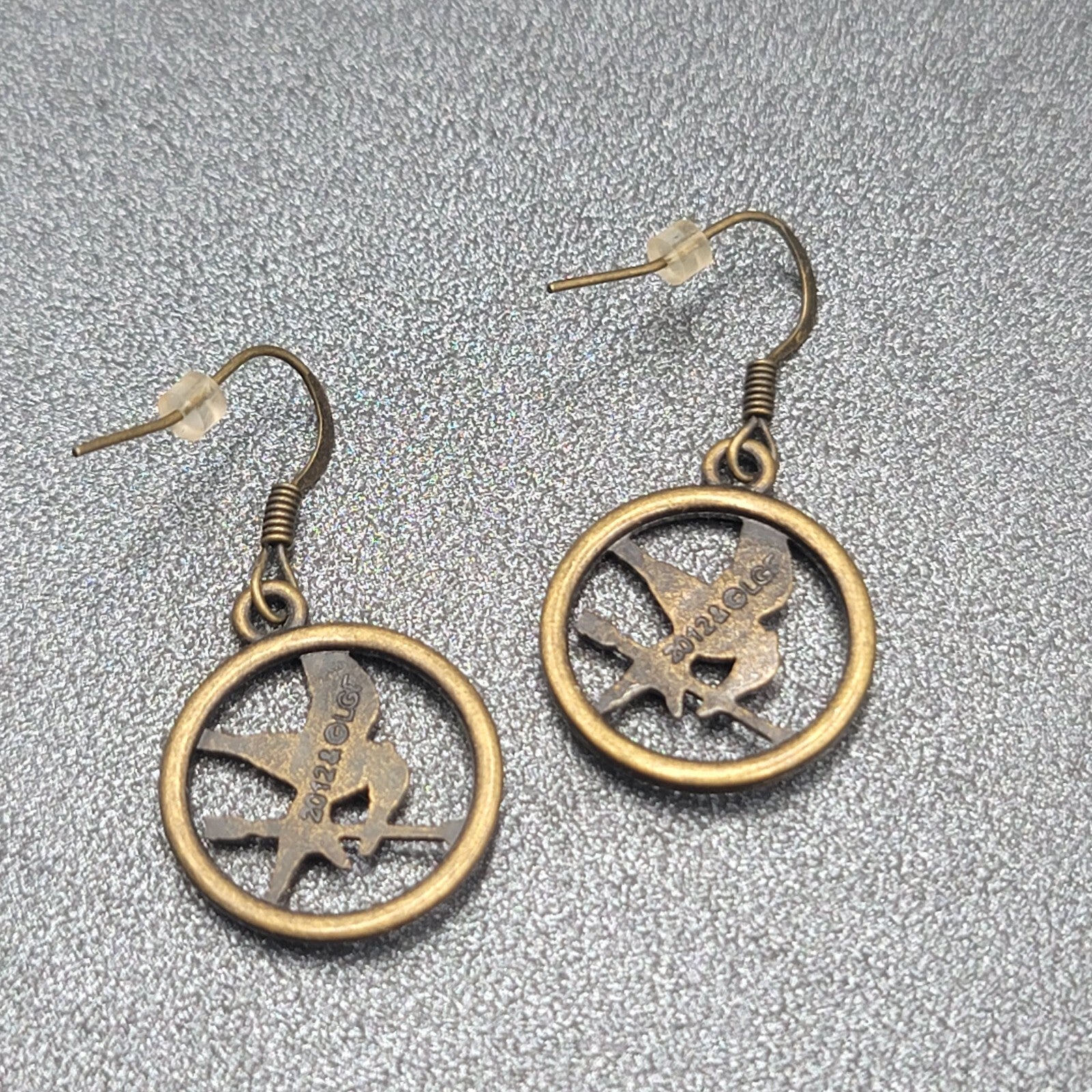 Hunger Games Pierced Earrings Bronze tone Dangle 3/4"