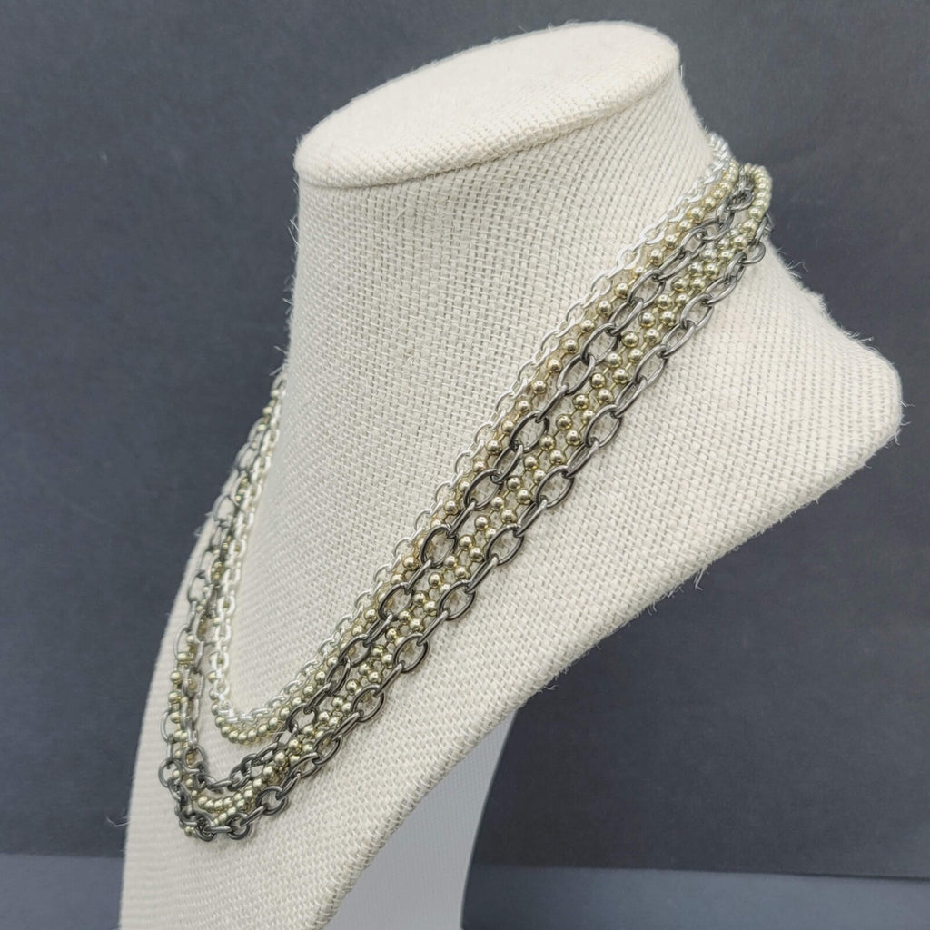 Modern Necklace Multi Color 5 Chain Layered 16-18"