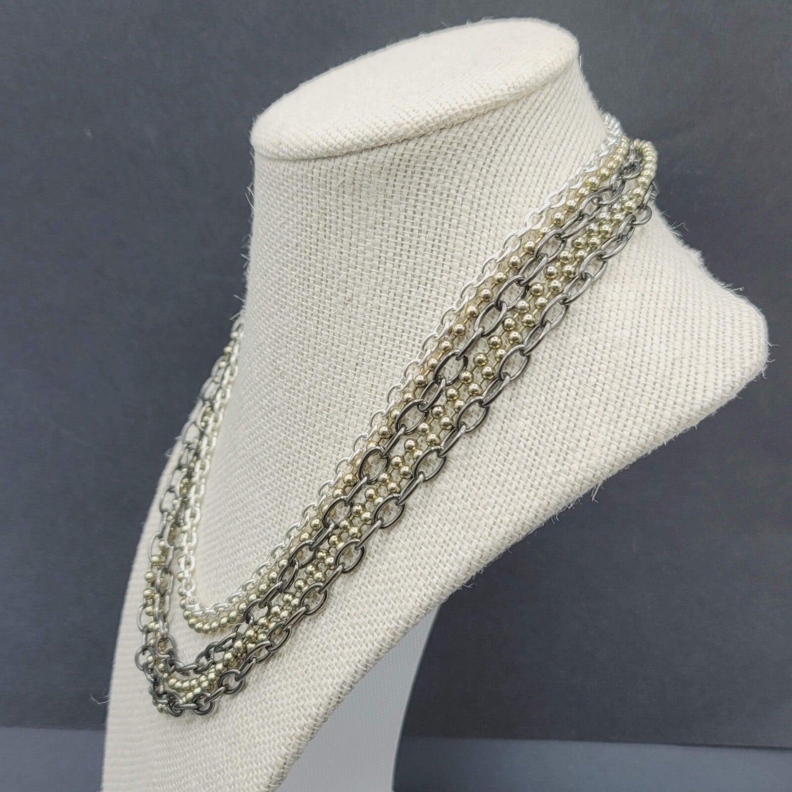 Modern Necklace Multi Color 5 Chain Layered 16-18"