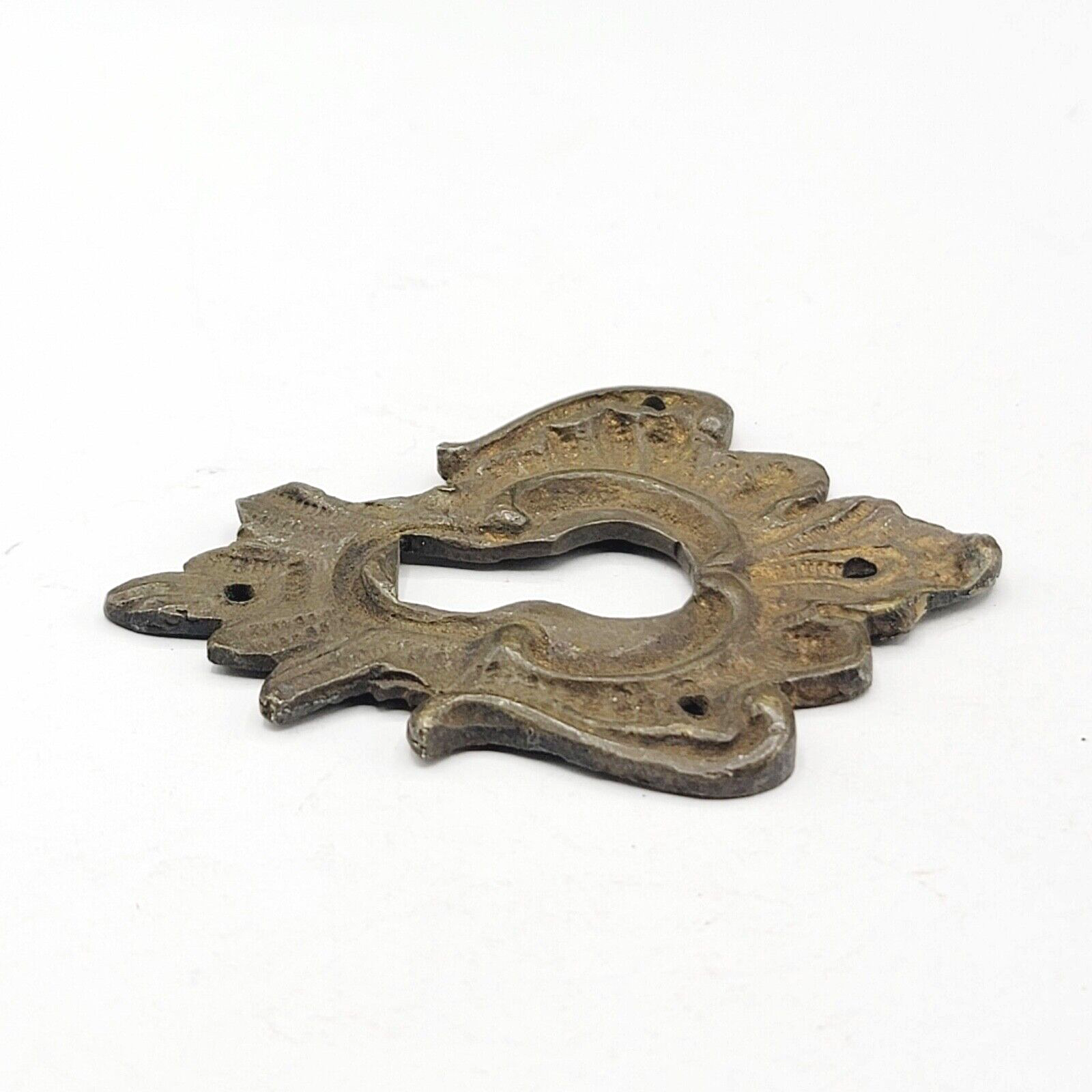 Vintage Ornate Brass Skeleton Keyhole Escutcheon 2 5/8" x 1 7/8" SINGLE ONLY