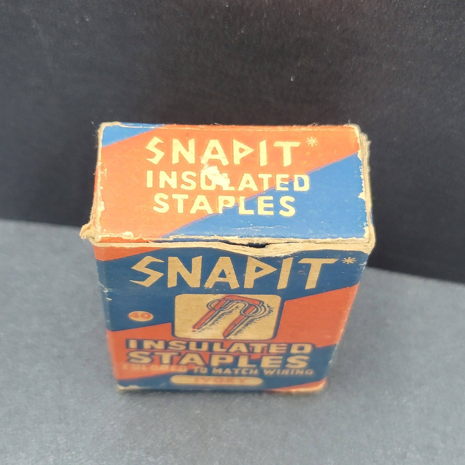 Vintage Mid Century Box of SNAPIT Insulated Staples White