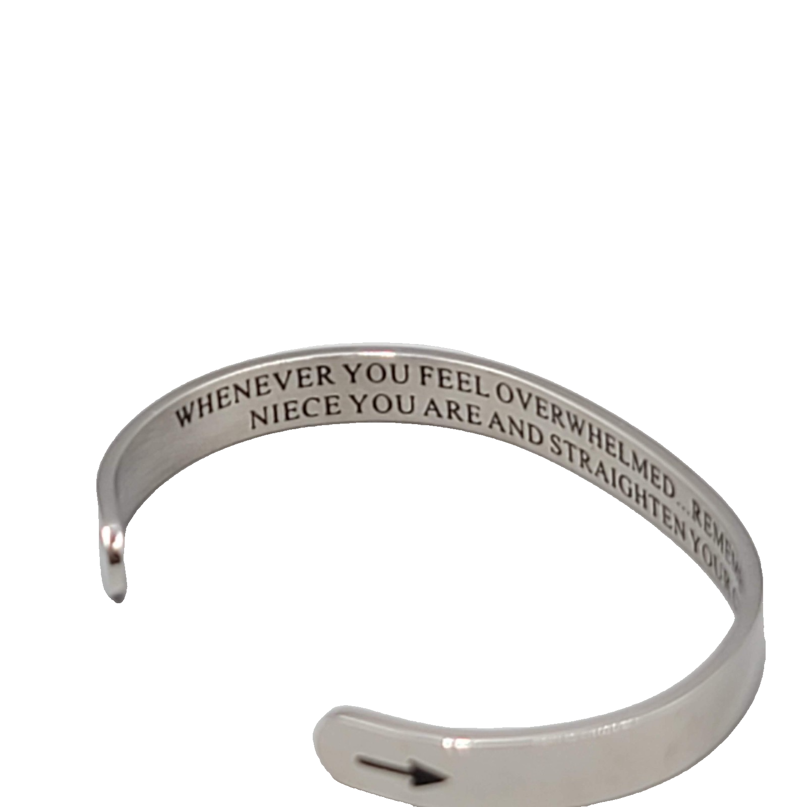 Whenever You Feel Overwhelmed Remember Niece Hidden Silver tone Cuff Bracelet 