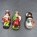 Christmas Blown Glass Ornament Lot of 3 Santa Angel Snowman 4"