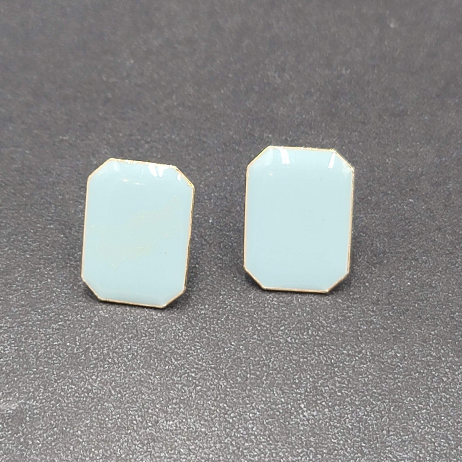 Vintage Pierced Earrings Light Babay Blue Enamel Drop 3/4"