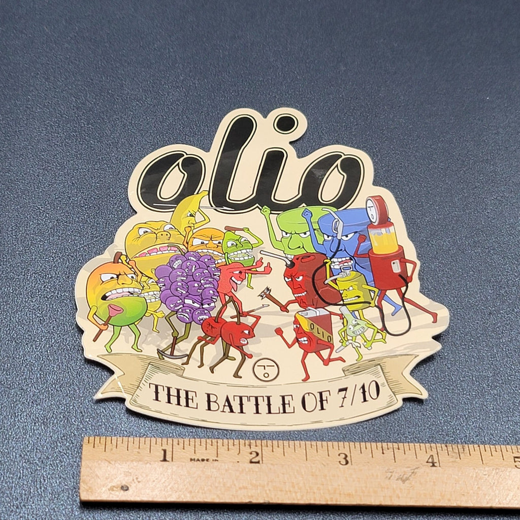Olio Sticker The Battle of 710 Fruits vs gases 4.75" x 4.5"