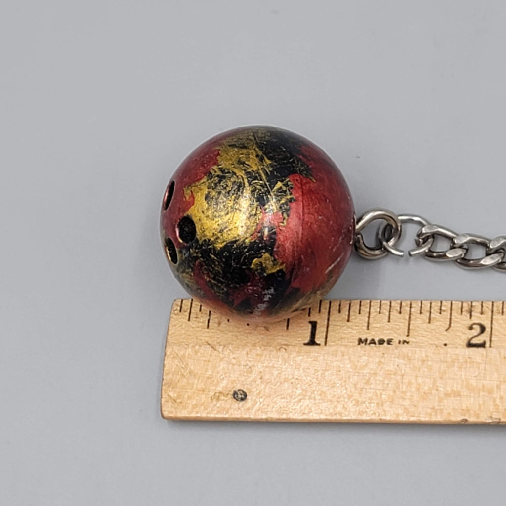 Vintage Keychain Fob Key Chain BOWLING BALL Miniature 1.25"