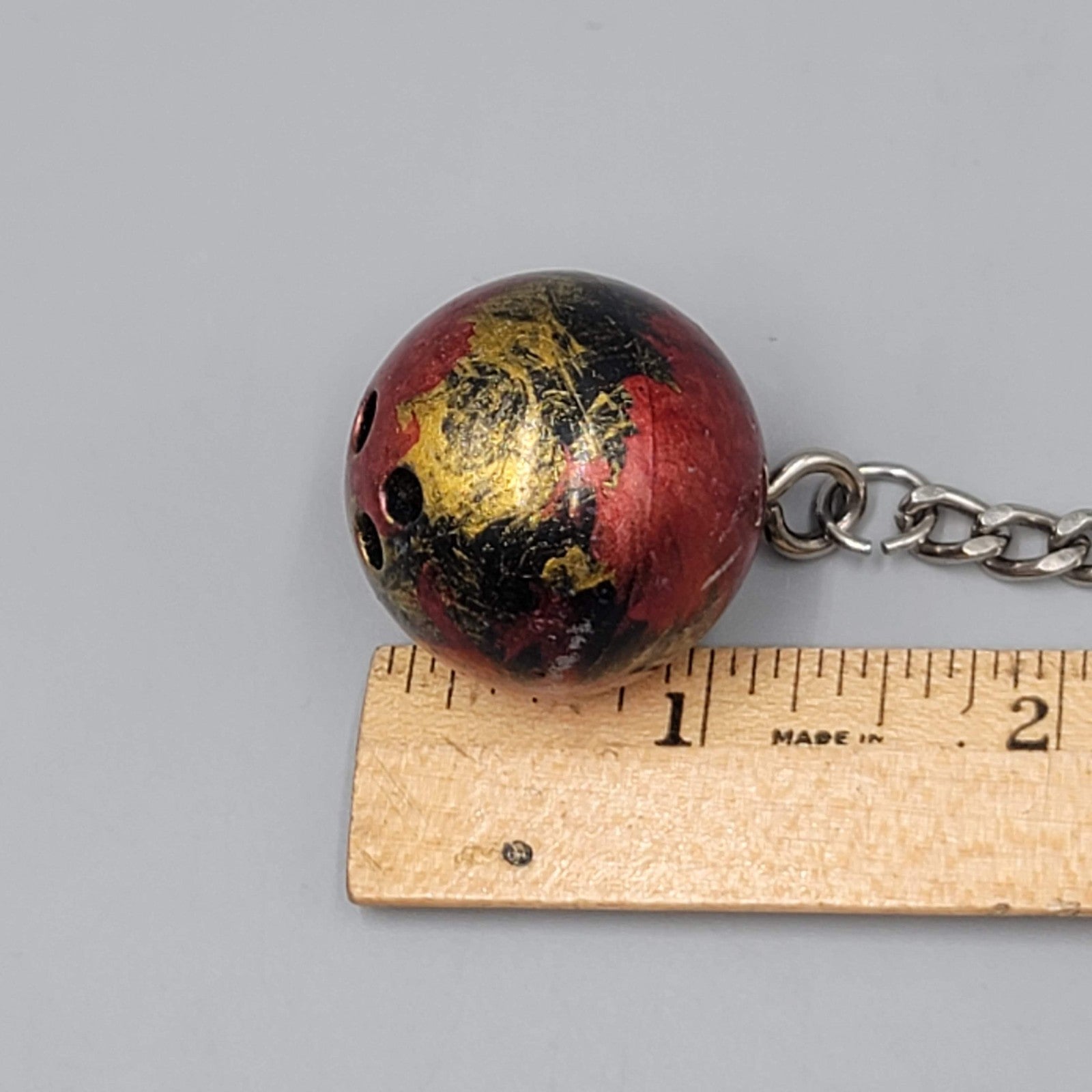 Vintage Keychain Fob Key Chain BOWLING BALL Miniature 1.25"