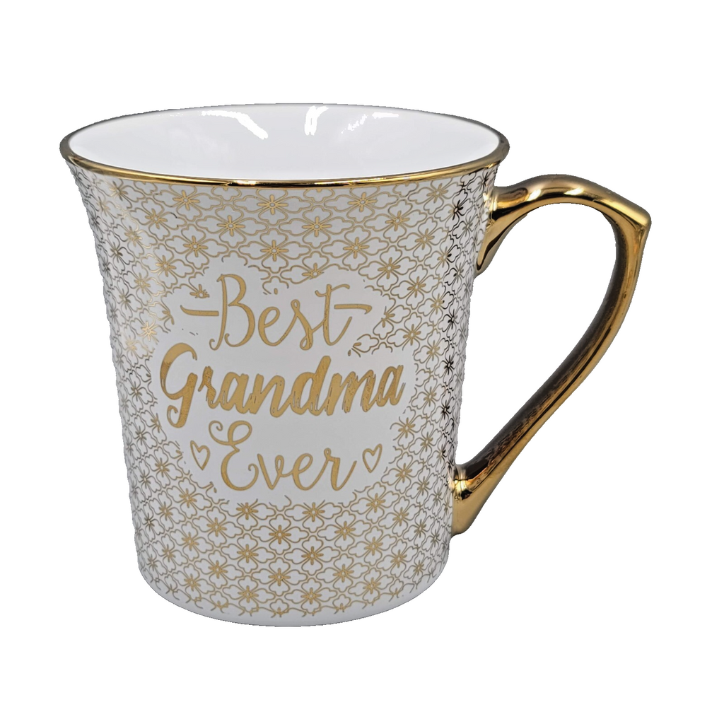Best Grandma Ever Coffee Mug White and Gold 10 Strawberry street Large Size