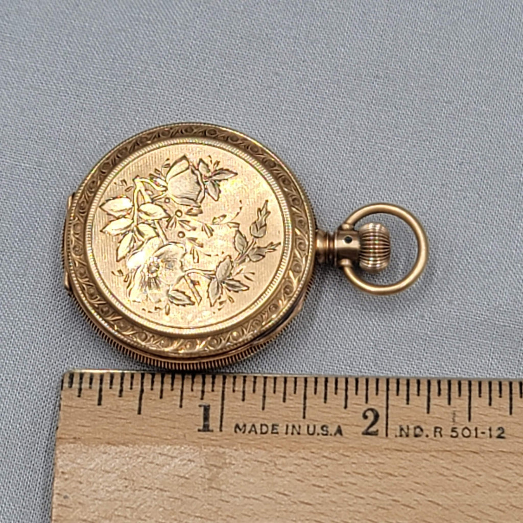 14k Yellow Gold Waltham 9 Jewel Hunter Case Pocket Watch Size 6