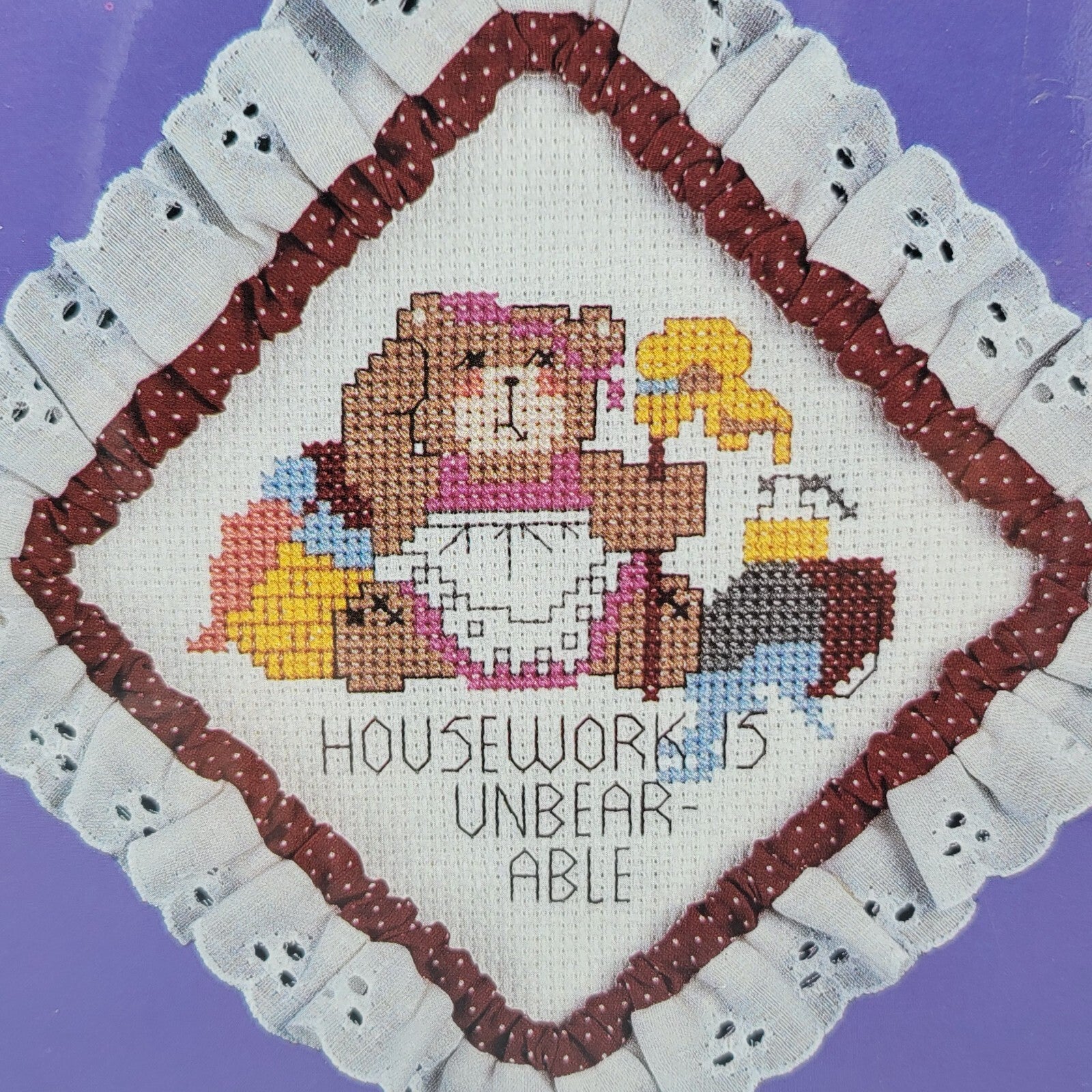 Trim N Wire 8601 Housework Is Unbearable 4 in Square Counted Cross Stitch Kit