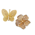 Vintage Brooch Lot of 2 Mesh Flower Butterfly Gold tone Estate Jewelry