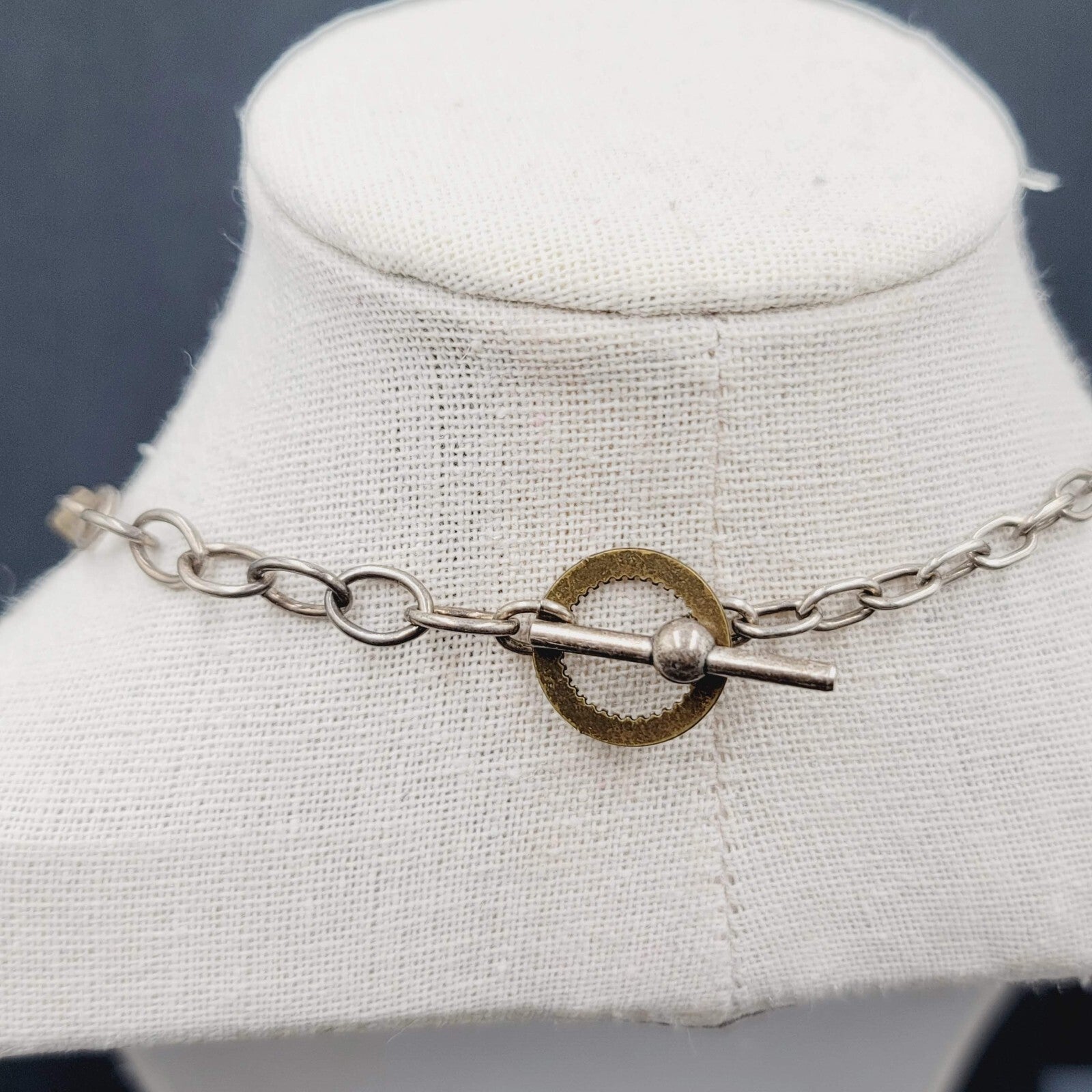 Skeleton Key Heart Charm Necklace Silver tone Statement 22"
