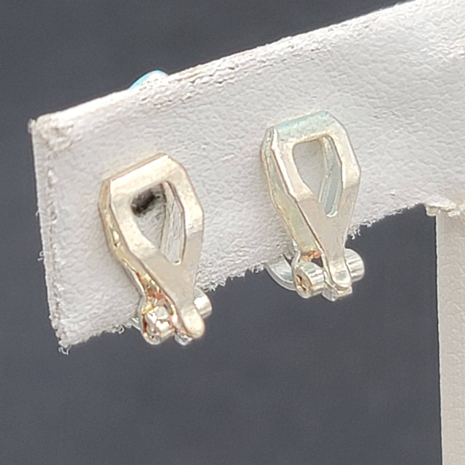 Vintage Clip on Earrings Silver tone Blue Enamel Butterfly Studs 1/4"