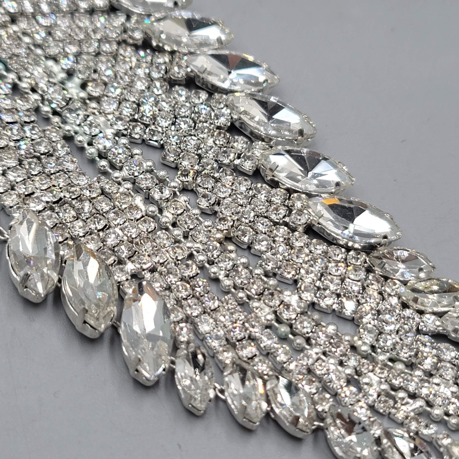 Crystal Rhinestone Applique Leaf 6.5" x 2.25"