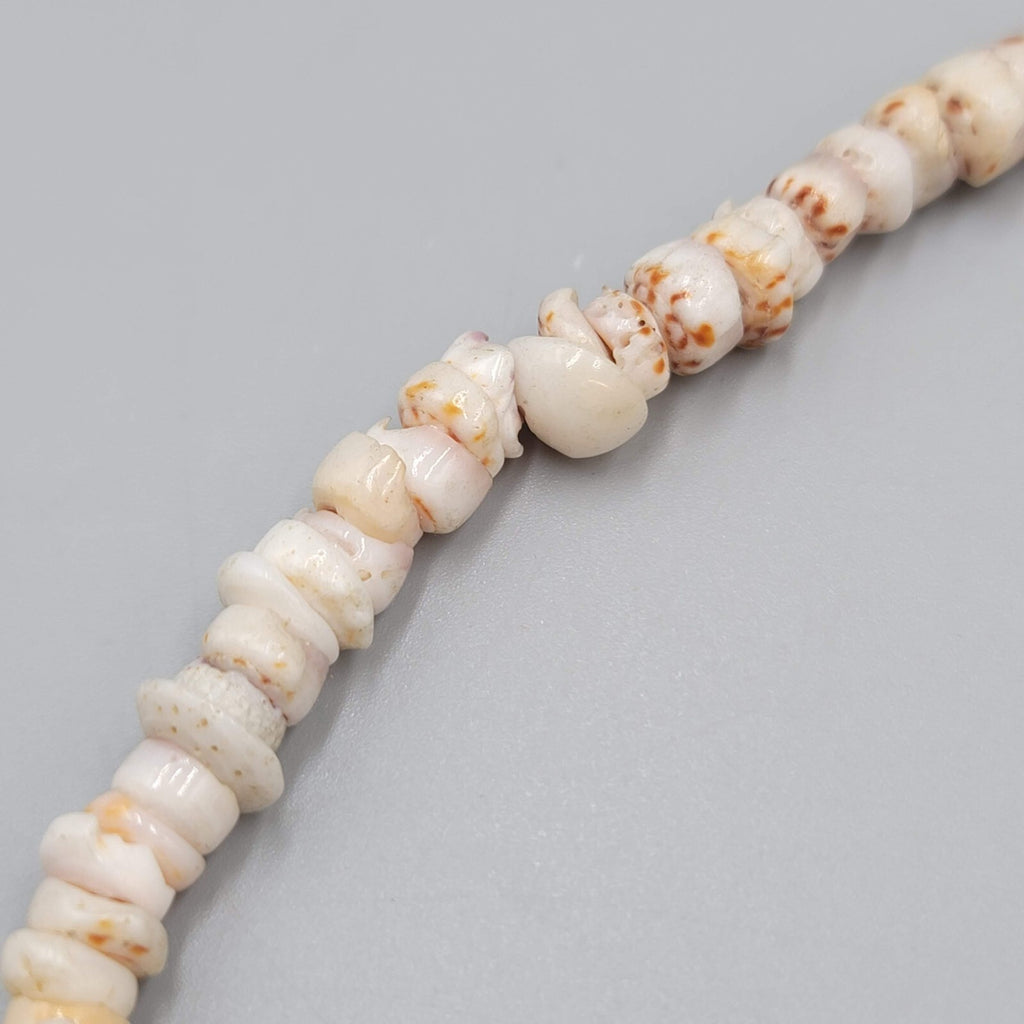White Puka Shell Hawaiian Surfer Beach Bead Beaded Necklace 16"