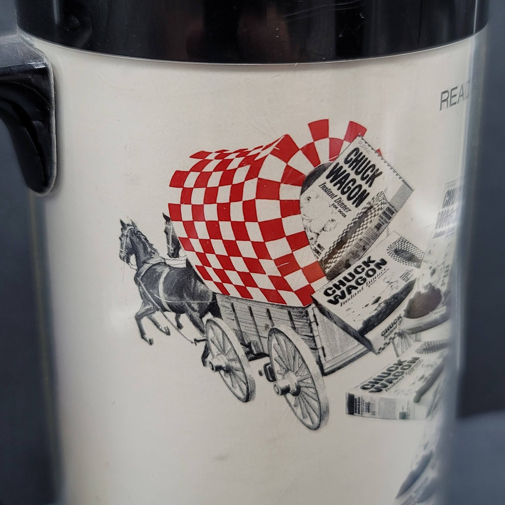Vintage Thermo Serve Coffee Tumbler Cup CHUCK WAGON Dog Advertising Magazines