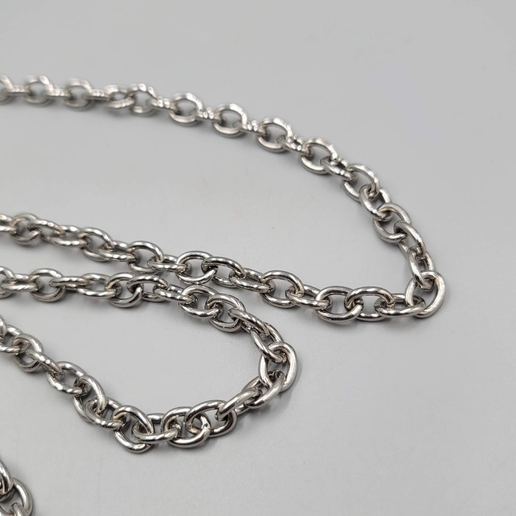 Silver tone Chain Belt Waist Metal Total Length 40"