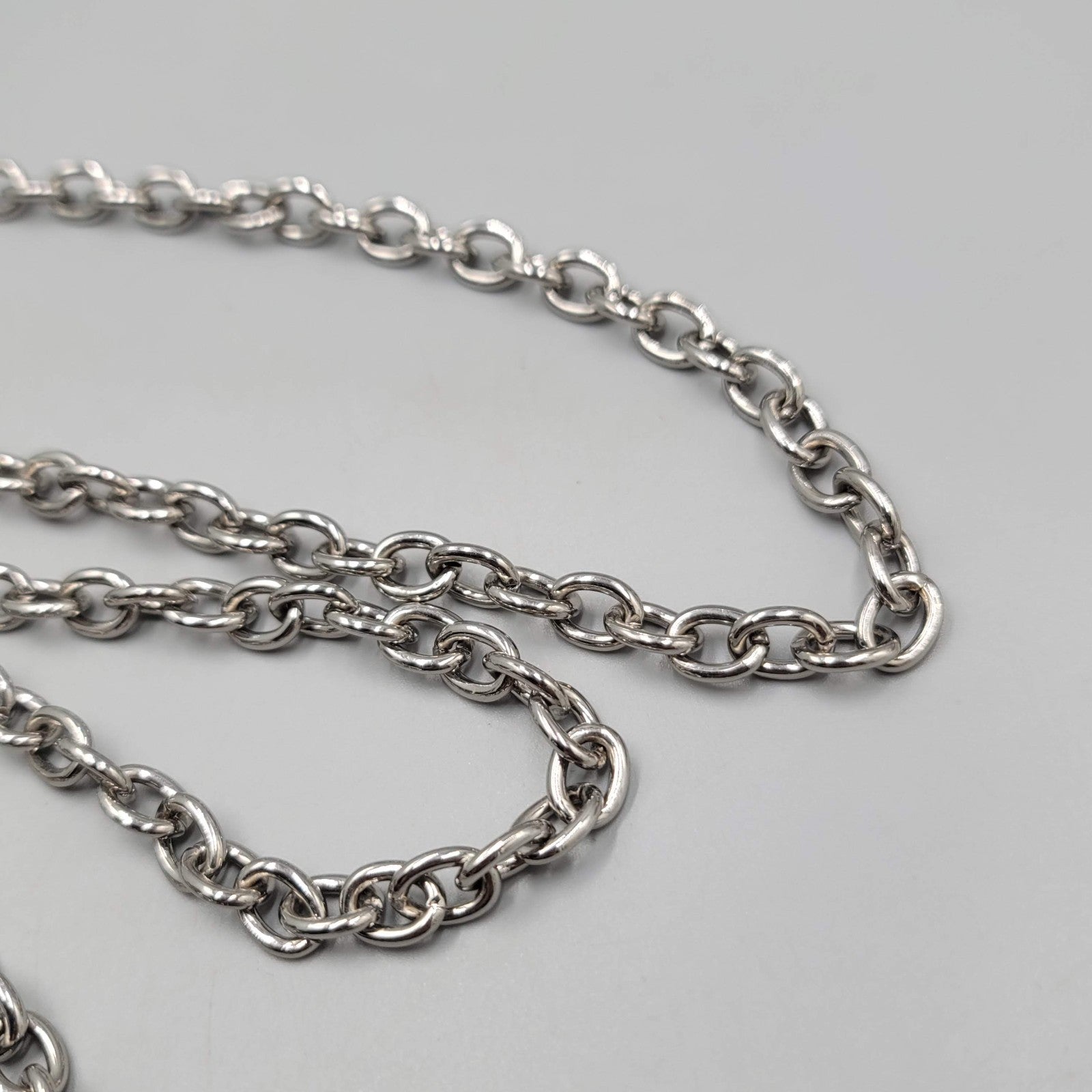 Silver tone Chain Belt Waist Metal Total Length 40"
