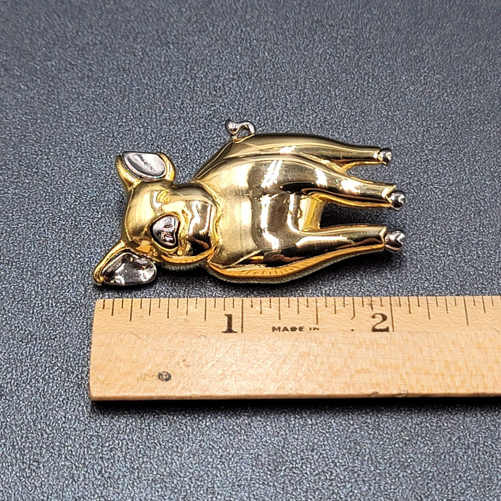LC Brooch Liz Claiborne PIG Silver and tone Signed Pin 2"