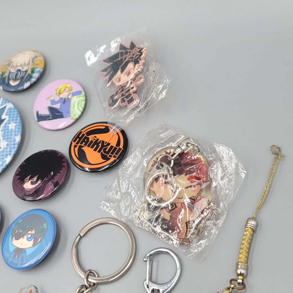Anime Pin Button Sticker Keychain Charm Lot