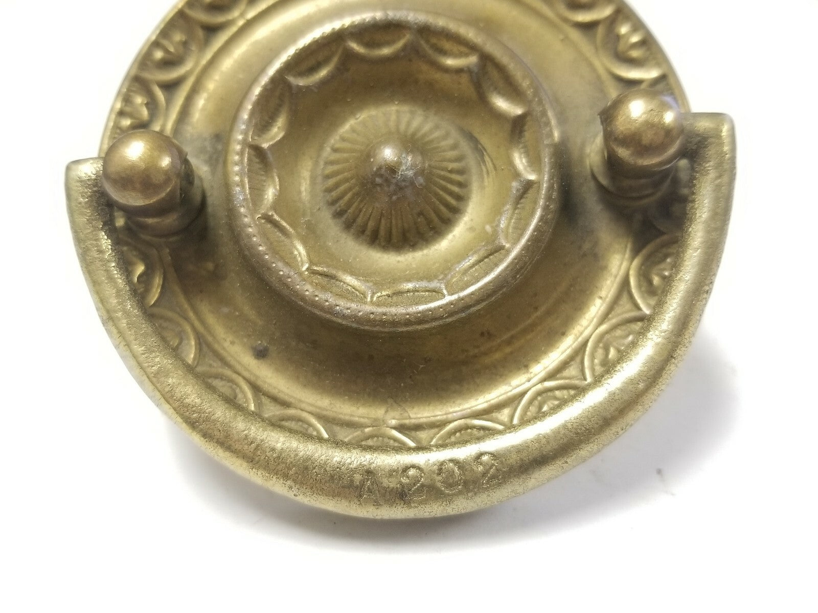 Vintage Brass Drawer Pull Hardware Ornate Floral A202 Design