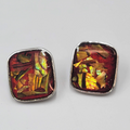 Multicolor Resin Confetti Pierced Earrings Silver tone Drop 1"