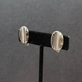 Vintage Clip on Earrings Silver tone Concave Oval Studs 3/4"