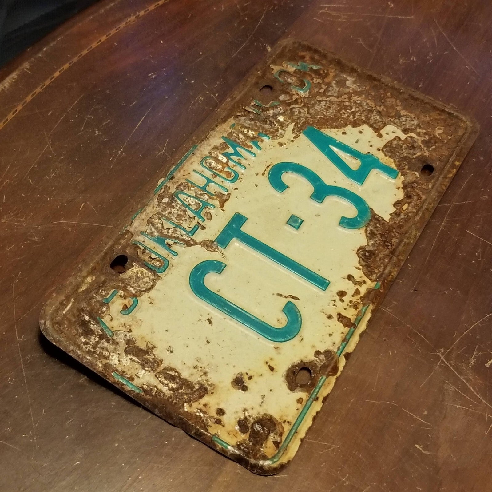Vintage 1975 License Plate OKLAHOMA CT-34 11 3/4" x 6"