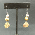 Pierced Earrings Silver tone Beaded Shell Statement Dangle 1 1/2"