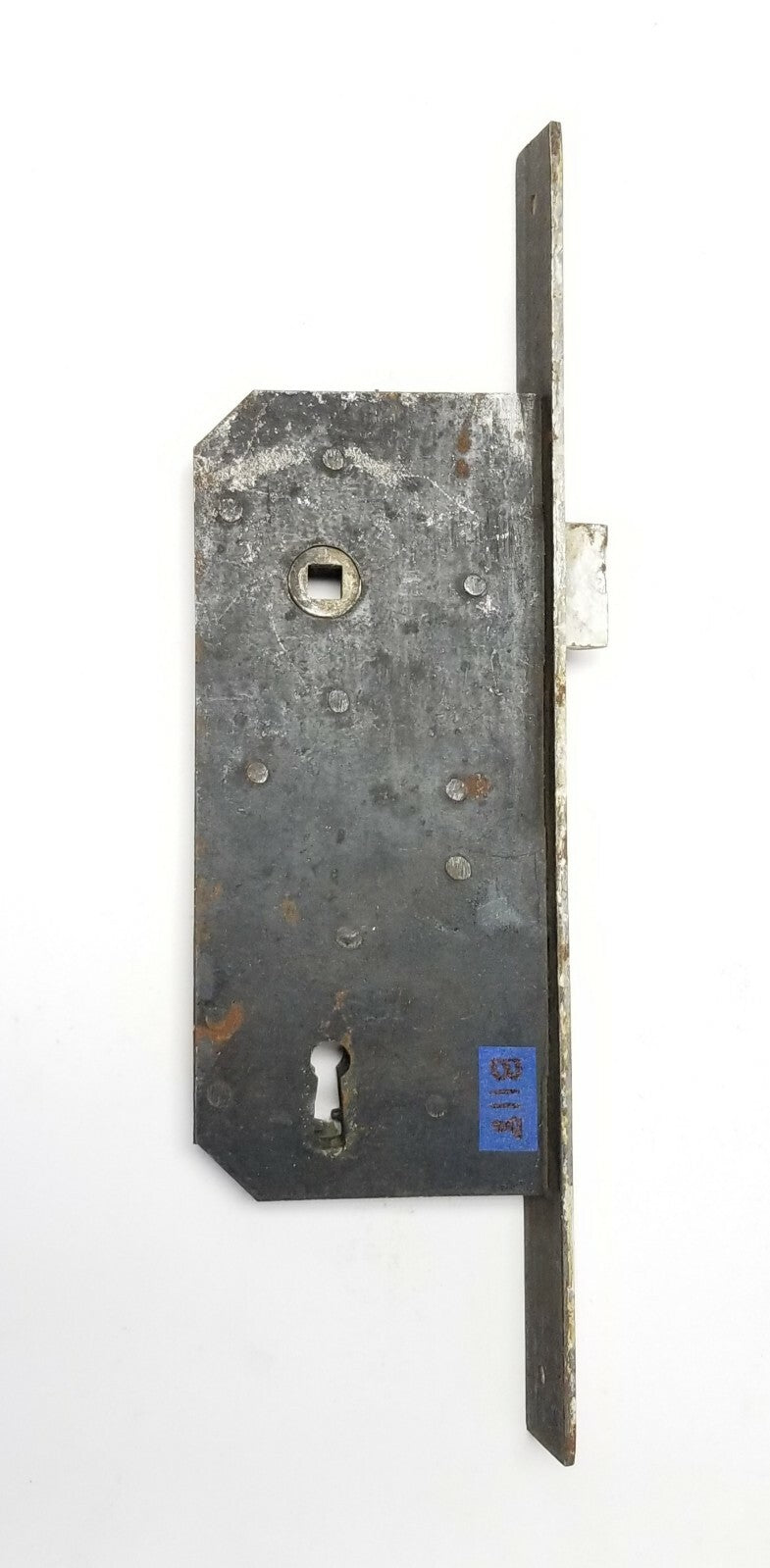 Antique Large Mortise Lock, plate 12 1/2" body 7 1/2" x 3 1/4" x 1/2"
