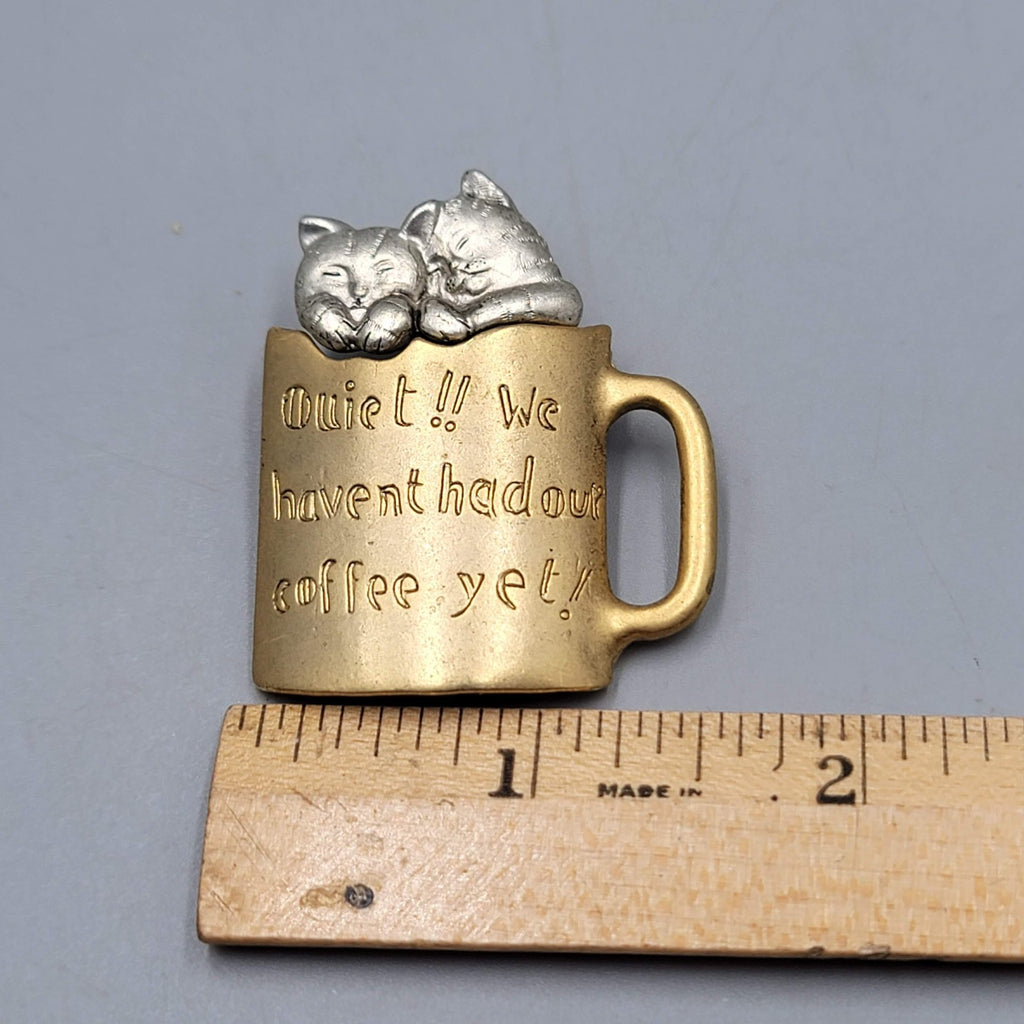 Vintage Danecraft Kitty Cat Coffee Mug Brooch 1.75"