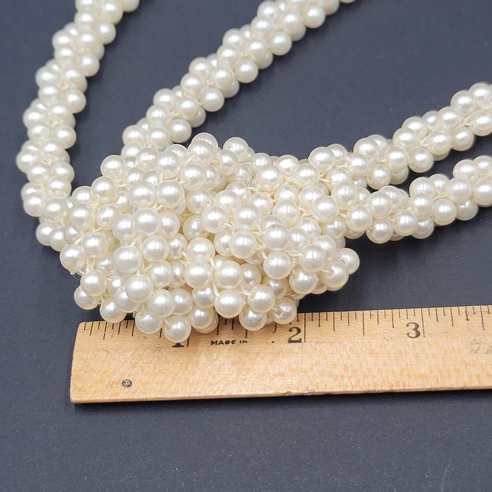 Vintage Large White Bead Lariat Necklace 70" STATEMENT!
