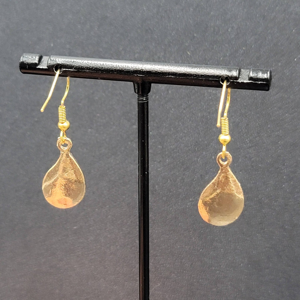 New Evil Eye Pierced Earrings Gold tone Blue Enamel Teardrop Dangle 3/4"