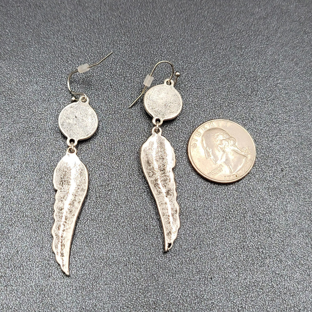 Pierced Earrings Luger Bullet Ends Angel Wings Dangle 2.5"