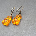 New Orange Gummy Bear Pierced Earrings Bronze tone Hooks Dangle 3/4"