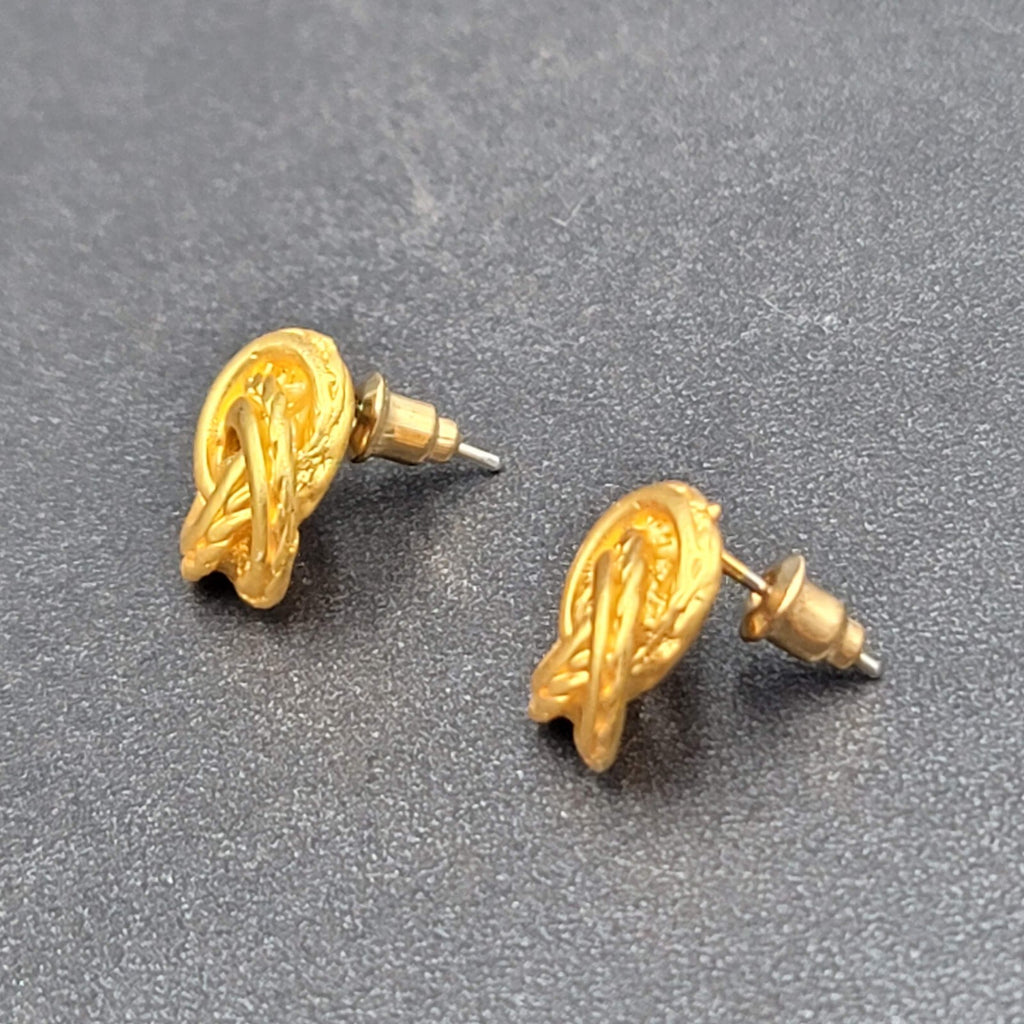 Pierced Earrings Gold Plated Knot Studs  1/2"
