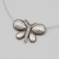 Butterfly Pendant Necklace Wire Silver tone 18"+
