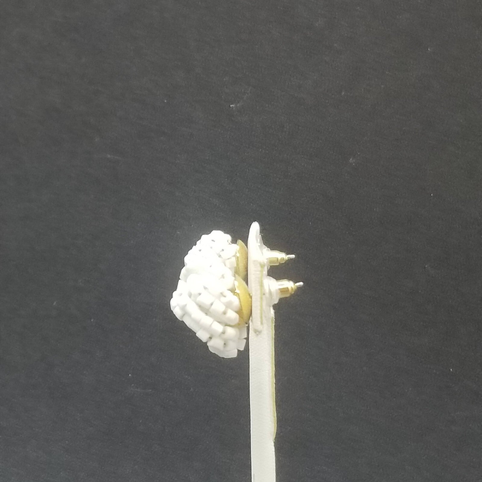 Vintage Pierced Earrings White Beaded Cluster Knot Stud 5/8"
