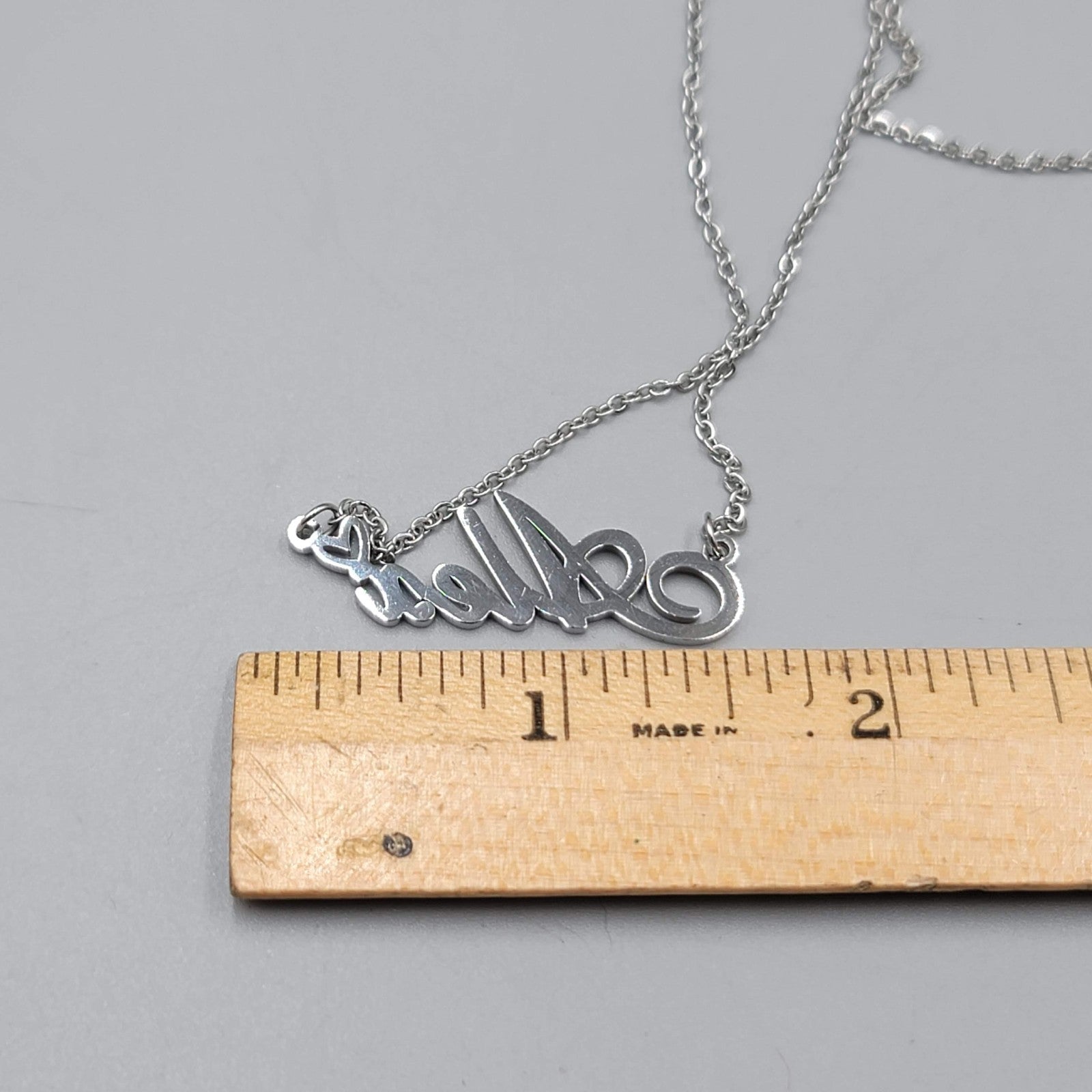 Alex Name Necklace Script Silver tone 18"