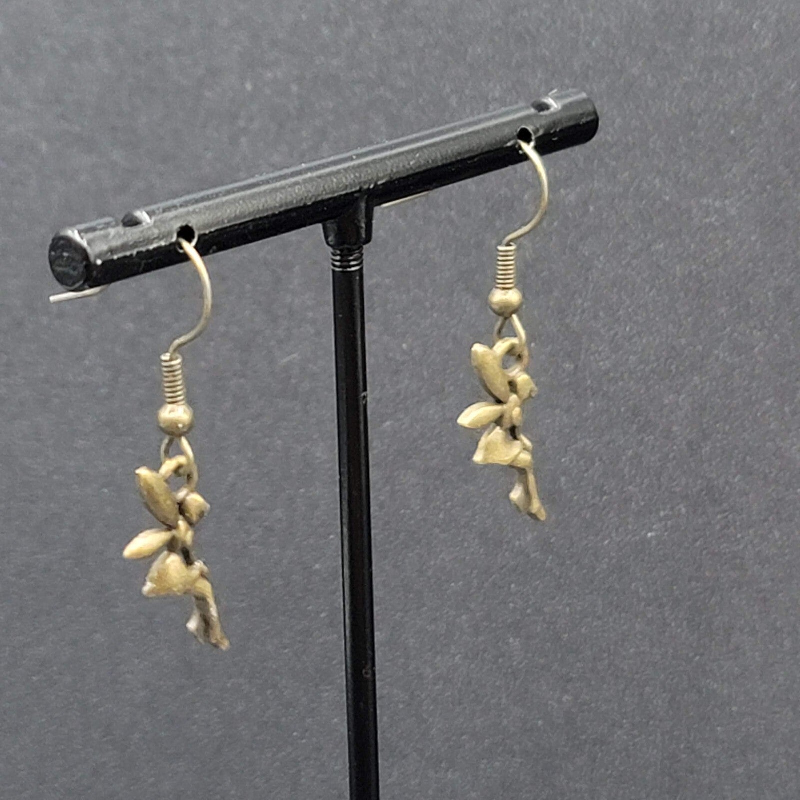 New Fairy Pierced Earrings Bronze tone Dangle 3/4"