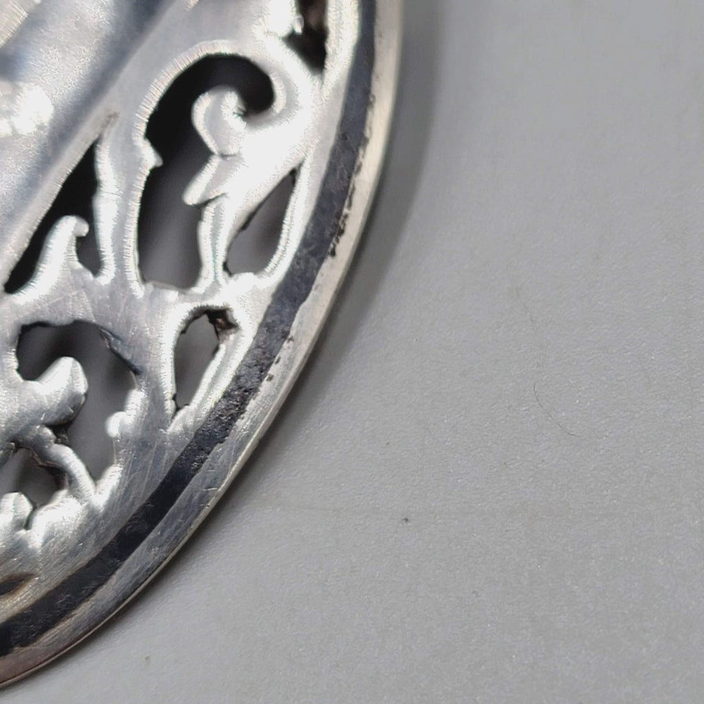 Vintage Siam Sterling Silver Nielloware Brooch Oval 2 1/4" x 1 5/8"