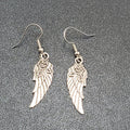 Wings Pierced Earrings Silver tone Rose Dangle 1 1/8"