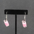Pierced Earrings Pink Boba Tea Drink with Straw Novelty Dangle 1"