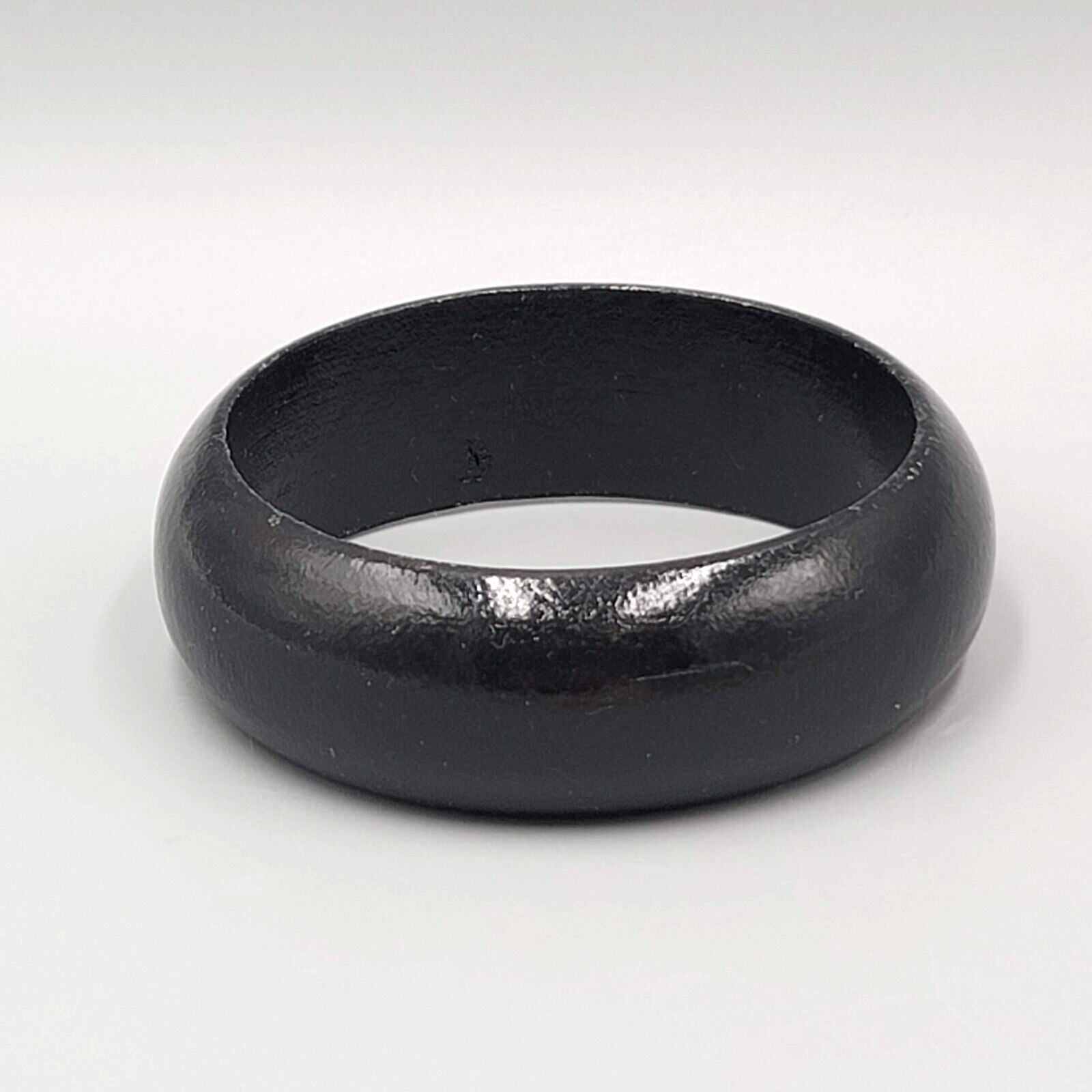 Black Solid Wood Bracelet Retro Bold Wardrobe Staple 8 in x 7/8"
