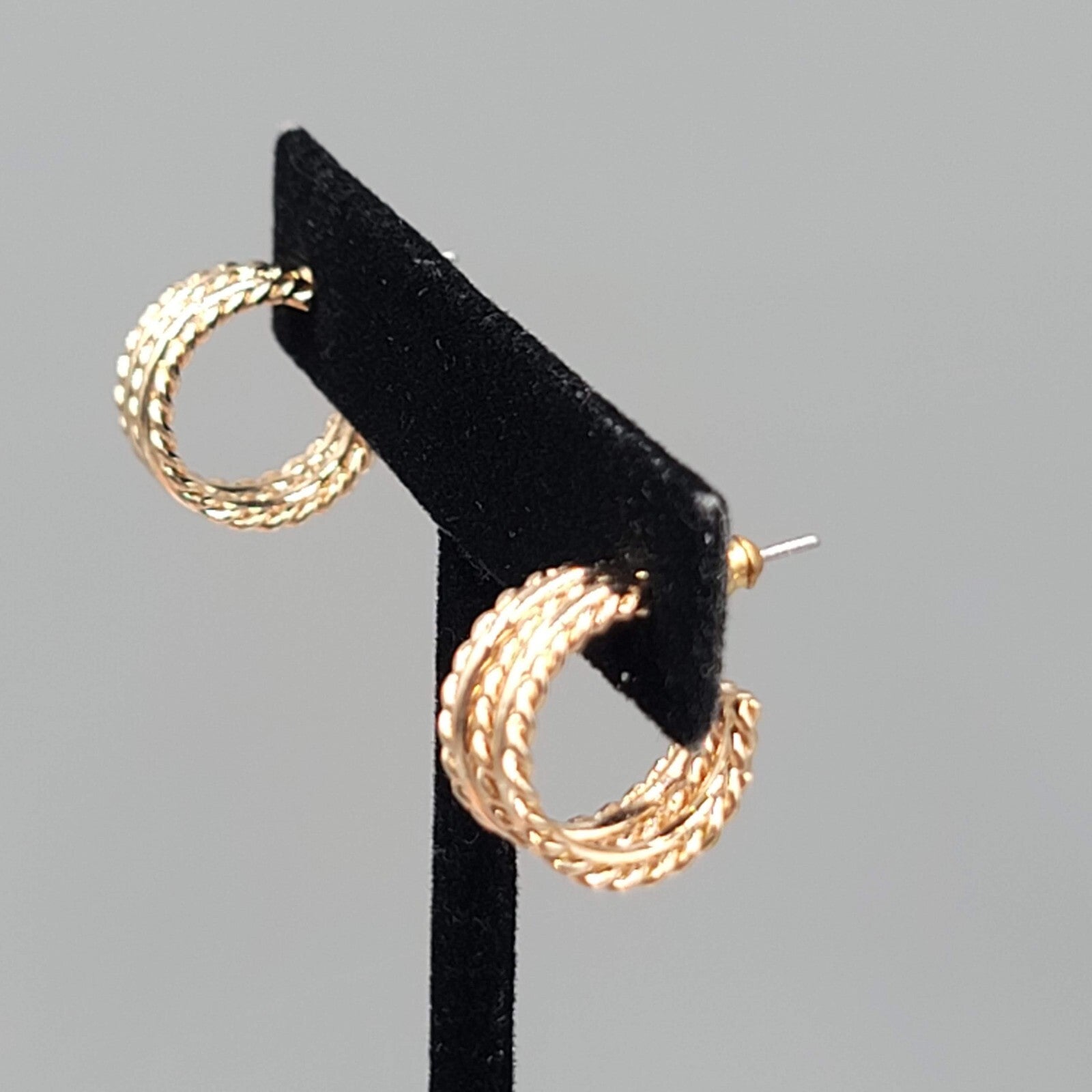 Wide Hoop Pierced Earrings Gold Plated Hoops 1/2"