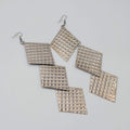 Extra Long Statement Pierced Earrings Bronze tone Embossed 5.5"