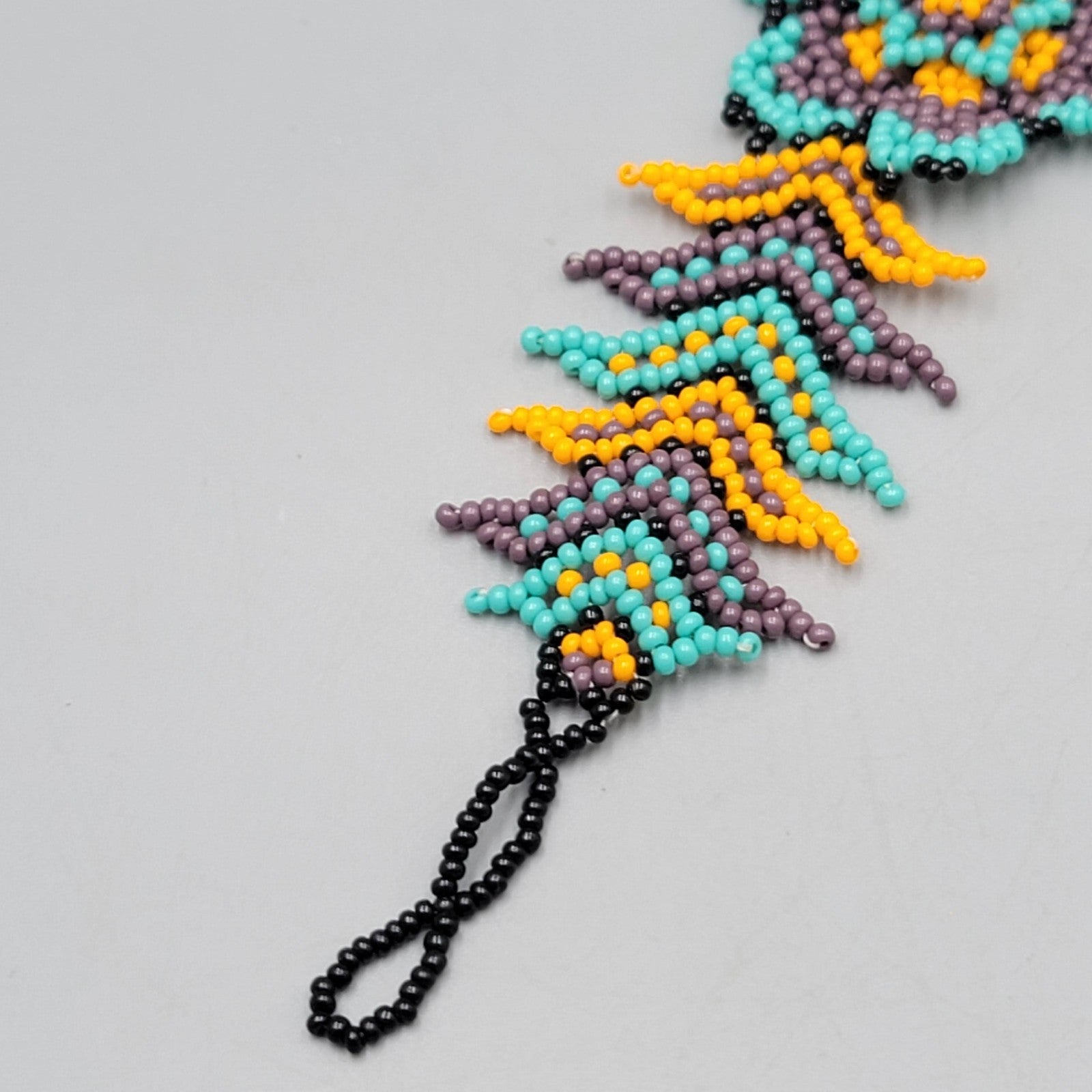 Flower Seed Bead Bracelet Purple Blue Yellow Black Adj